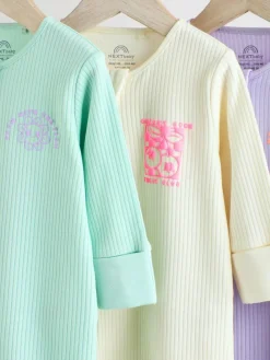 Next Multi 3 Pack Two Way Zip Baby Sleepsuits (0mths-3yrs)^ Nightwear