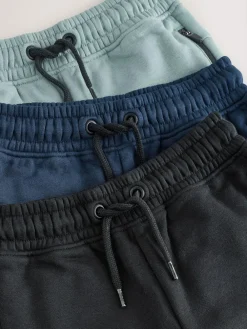 Next Slim Fit Zip Joggers 3 Pack (3-16yrs) Multi Black/Navy/Mineral