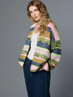 Outlet Next Multi Blue/Green Stripe Soft Touch Chunky Knit Cardigan