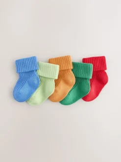 New Next Baby Roll Top Socks 5 Pack (0mths-2yrs) Multi Bright