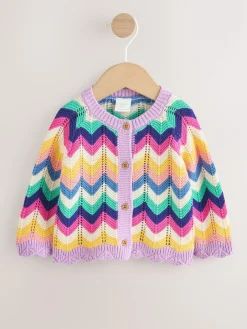 Next Multi Bright Crochet Striped Knitted Baby Cardigan (0mths-2yrs)^ Knitwear & Sweaters|Knitwear