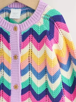 Next Multi Bright Crochet Striped Knitted Baby Cardigan (0mths-2yrs)^ Knitwear & Sweaters|Knitwear