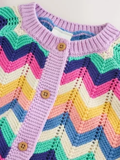 Next Multi Bright Crochet Striped Knitted Baby Cardigan (0mths-2yrs)^ Knitwear & Sweaters|Knitwear
