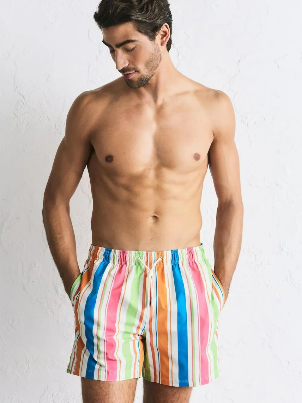 Next Multi Bright Multi-Coloured Stripe 5 Inch Swim Shorts