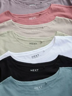 Next Multi Cap Sleeve 100% Cotton T-Shirts 7 Pack^Women Loungewear|Nightwear