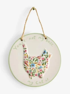 Outlet Next Multi Ceramic Floral Cat Person Hanging Decoration