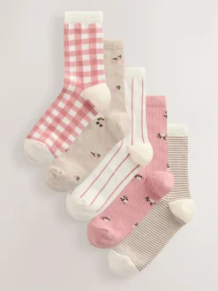 Next Multi Check Ankle Socks 5 Pack^Women Socks & Tights