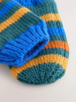 Online Next Multi Colour Embroidered Pom Beanie Hat & Mittens 2 Piece Set (3mths-10yrs)