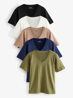 Next Multi Cotton Modal Slouch T-Shirt 5 Pack^Women Nightwear|Tops & T-Shirts