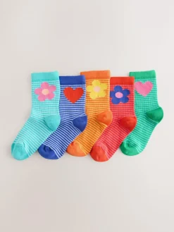 Sale Next Multi Cotton Rich Flower Heart Ankle Socks 5 Pack