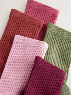 Next Multi Cotton Rich Ribbed Ankle Socks 5 Pack