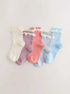 Sale Next Multi Cotton Rich Ruffle Frill Socks 5 Pack
