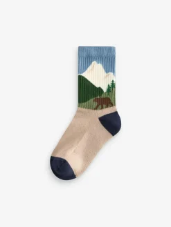 Next Multi Cushioned Footbed Cotton Rich Ribbed Tipped Socks 5 Pack^BOY Socks