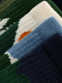 Next Multi Cushioned Footbed Cotton Rich Ribbed Tipped Socks 5 Pack^BOY Socks