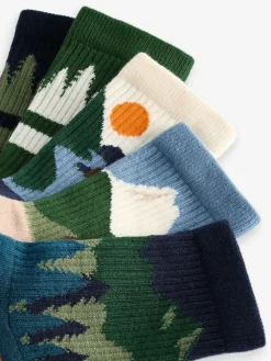 Next Multi Cushioned Footbed Cotton Rich Ribbed Tipped Socks 5 Pack^BOY Socks