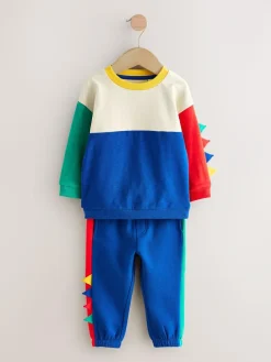 Sale Next Long Sleeve Soft Touch T-Shirt and Joggers Set (3mths-7yrs) Multi Dino Spikes
