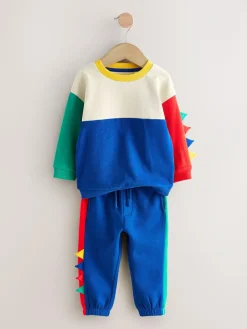 Sale Next Long Sleeve Soft Touch T-Shirt and Joggers Set (3mths-7yrs) Multi Dino Spikes
