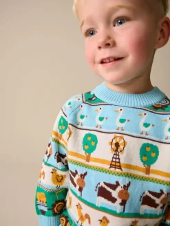 Best Next Multi Fairisle Pattern Character Knitted Crew Neck Jumper (3mths-7yrs)