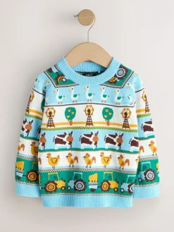 Best Next Multi Fairisle Pattern Character Knitted Crew Neck Jumper (3mths-7yrs)