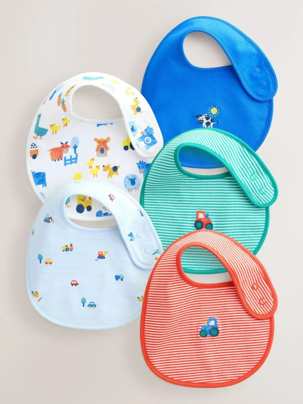 Online Next Multi Farm 5 Pack Baby Bibs