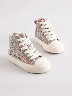 New Next Multi Glitter Standard Fit (F) High Top Trainers
