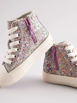 New Next Multi Glitter Standard Fit (F) High Top Trainers