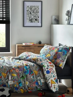 Next Multi Graffiti Doodle Duvet Cover and Pillowcase Set^ Childrens Bedding|Bedsets & Duvet Covers