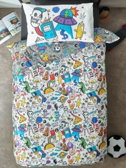Next Multi Graffiti Doodle Duvet Cover and Pillowcase Set^ Childrens Bedding|Bedsets & Duvet Covers