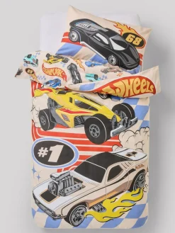 Next Multi Hot Wheels Reversible Polycotton Single Duvet Cover and Pillowcase Set