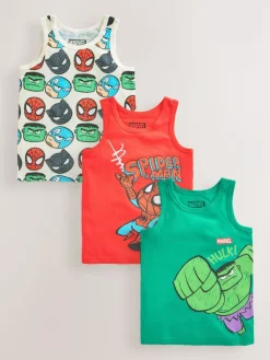 Next Multi Marvel 100% Cotton Vests 3 Pack (1.5-12yrs)^BOY Tops|Multipacks