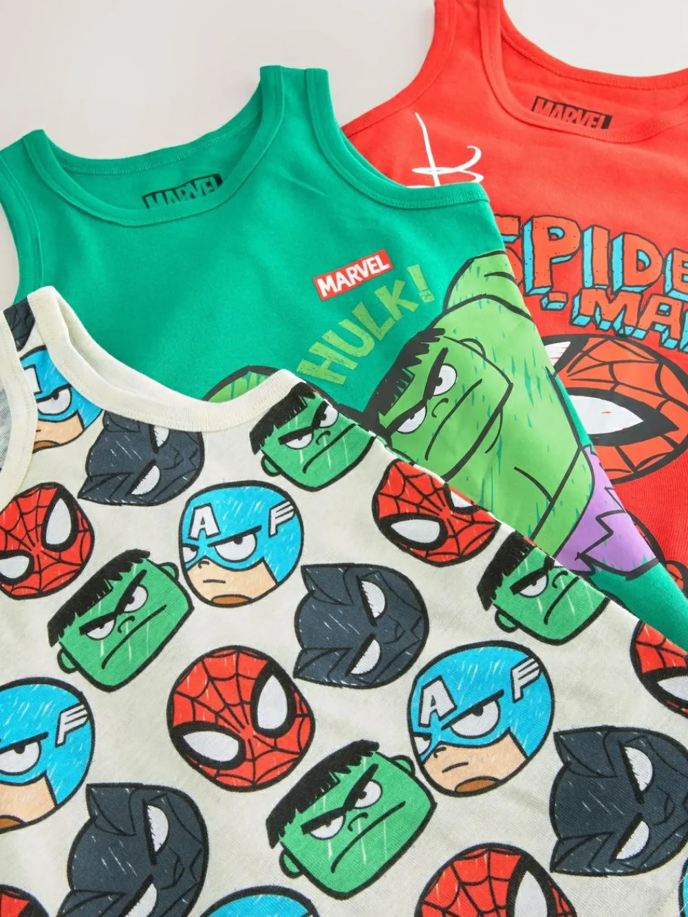 Next Multi Marvel 100% Cotton Vests 3 Pack (1.5-12yrs)^BOY Tops|Multipacks