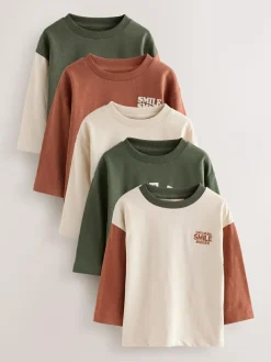 Online Next Multi Minerals Long Sleeve T-Shirts 5 Pack (3mths-7yrs)