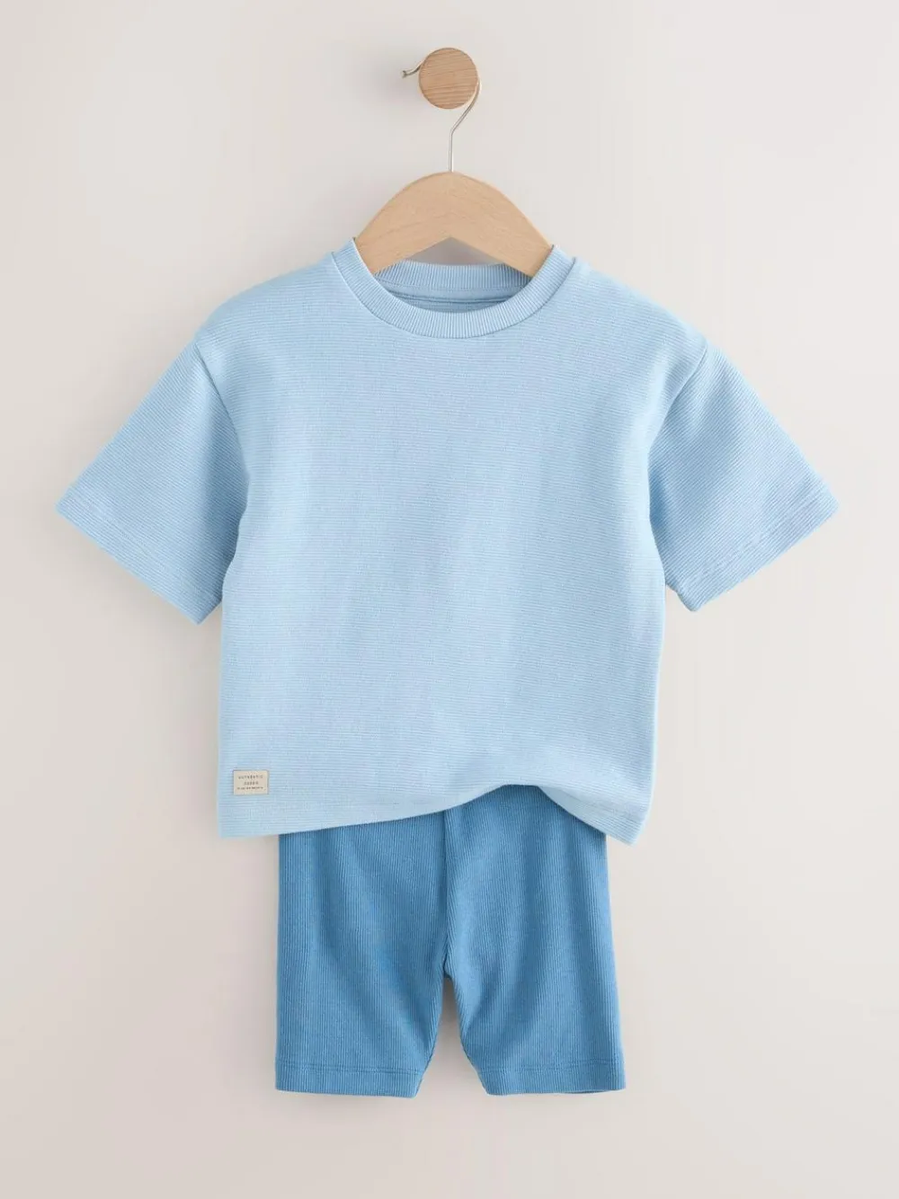 Next Multi Neutral Short Sleeve Textured T-Shirts & Cycling Shorts 3 Pack (3mths-7yrs)^BOY Shorts|Shorts