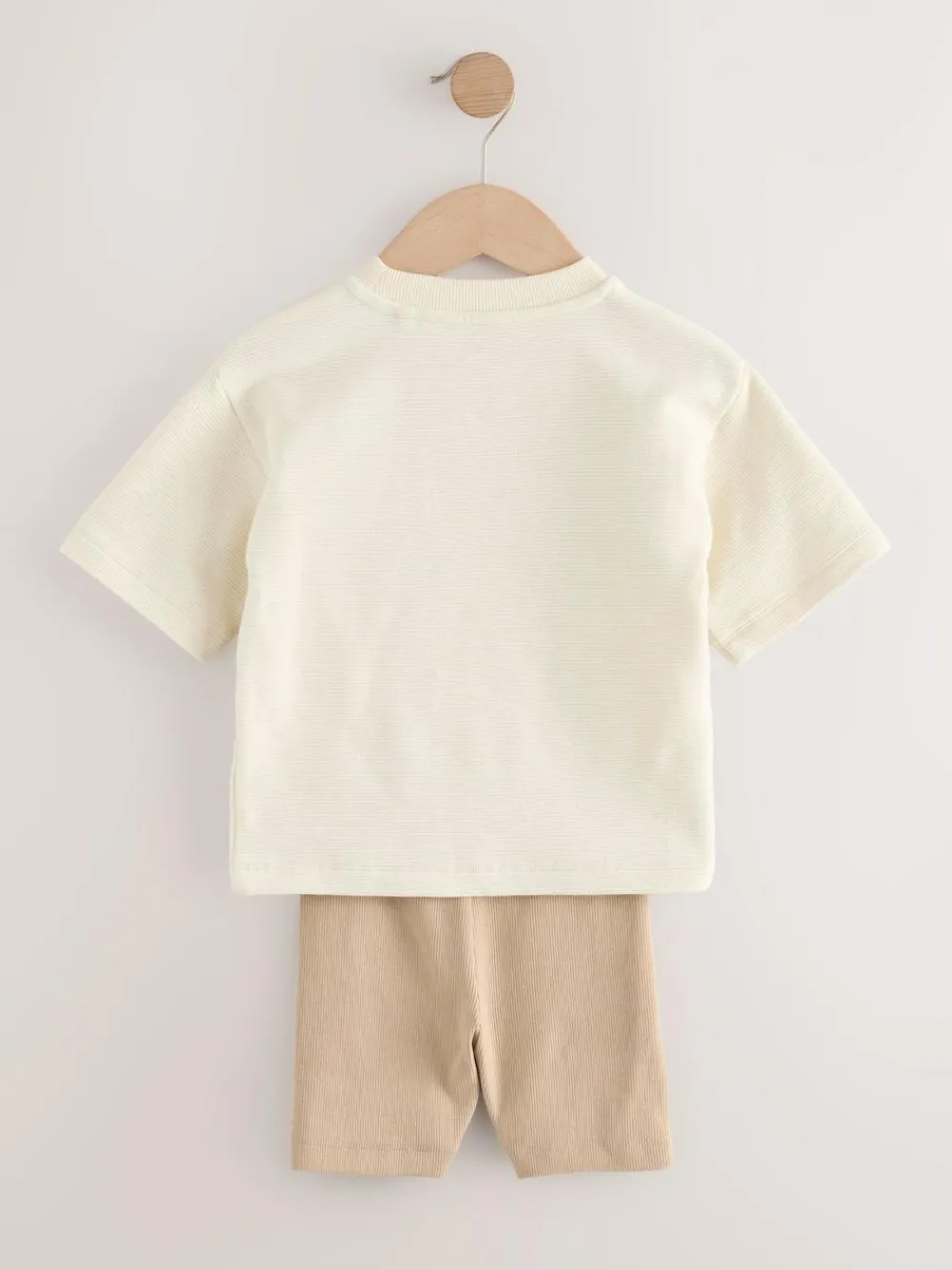 Next Multi Neutral Short Sleeve Textured T-Shirts & Cycling Shorts 3 Pack (3mths-7yrs)^BOY Shorts|Shorts