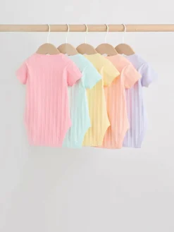 Next Multi Pastel 5 Pack Short Sleeve Baby Bodysuits^ Bodysuits & Vests|Vests