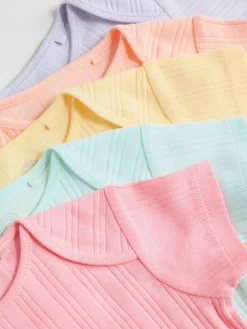 Next Multi Pastel 5 Pack Short Sleeve Baby Bodysuits^ Bodysuits & Vests|Vests
