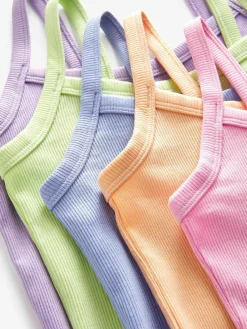 Next Multi Pastel Rib Cami Vest 5 Pack (2-16yrs)