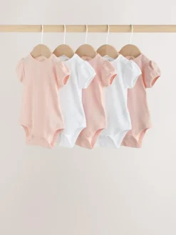 Next Multi Pastel Short Sleeve Pointelle Baby Bodysuits 5 Pack^ Bodysuits & Vests|Vests