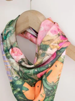 Next Multi Pink Floral Benjamin MacGregor Artist Collaboration Lightweight Square Scarf^Women Hats, Gloves & Scarves|Hats, Gloves & Scarves