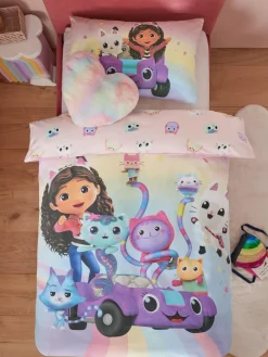 Next Multi Pink Gabby's Dollhouse Rainbow Duvet Cover and Pillowcase Set^ Childrens Bedding