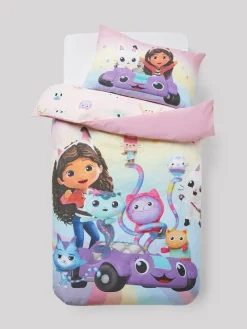 Next Multi Pink Gabby's Dollhouse Rainbow Duvet Cover and Pillowcase Set^ Childrens Bedding
