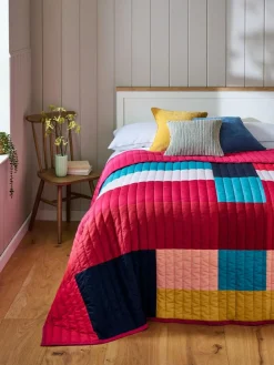 Next Multi Quilted Stripe Bedspread^ Cushions & Throws