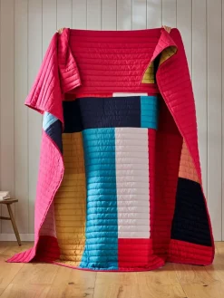 Next Multi Quilted Stripe Bedspread^ Cushions & Throws