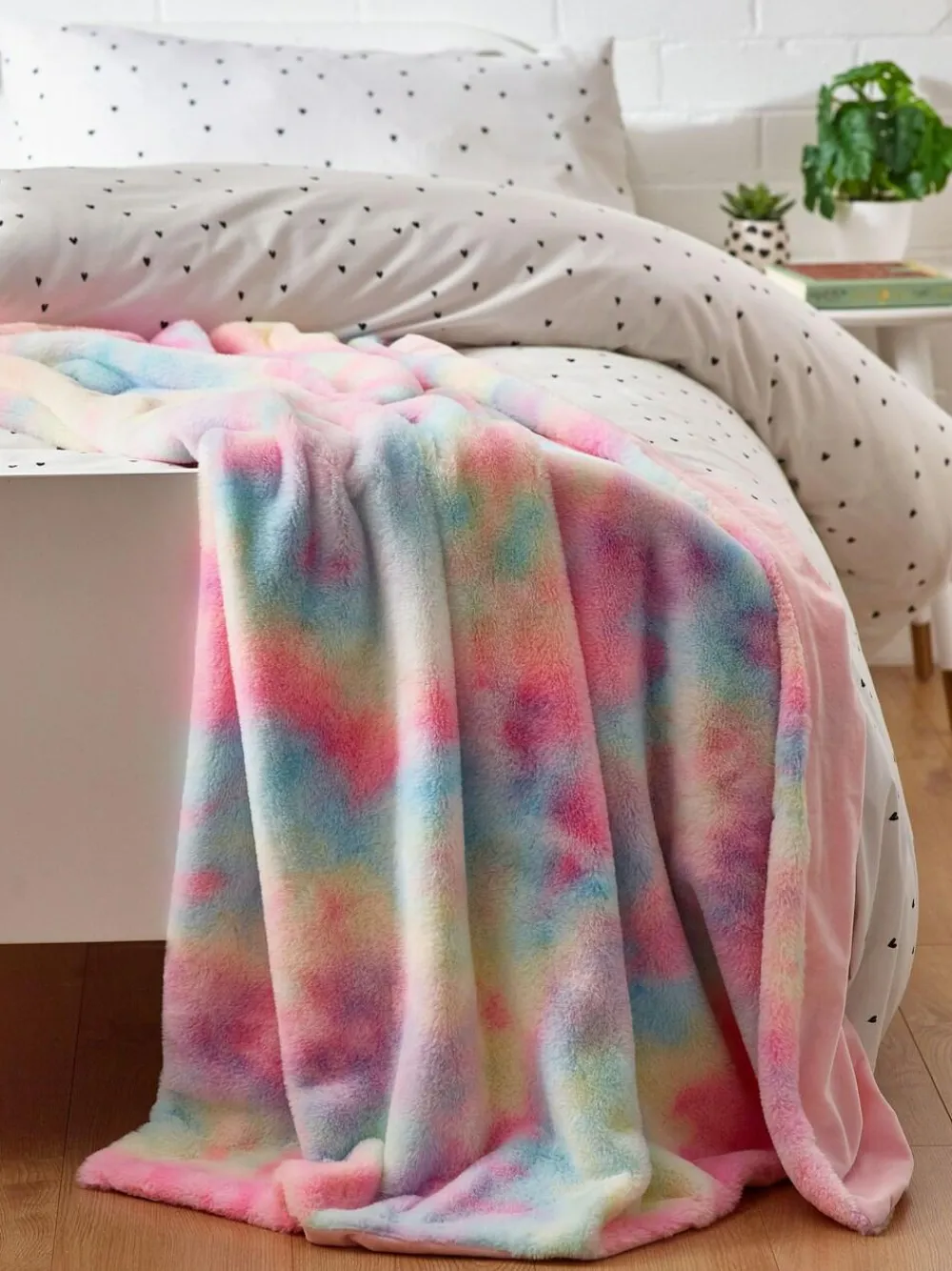 Next Multi Rainbow Ombre Rainbow Ombre Faux Fur Throw^ Cushions & Throws