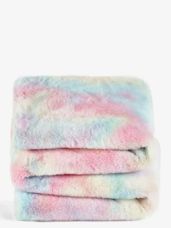 Next Multi Rainbow Ombre Rainbow Ombre Faux Fur Throw^ Cushions & Throws