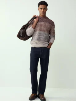 Outlet Next Multi Regular Fit 100% Cotton Ombre Twist Knit Crew Jumper