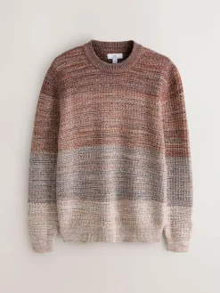 Outlet Next Multi Regular Fit 100% Cotton Ombre Twist Knit Crew Jumper
