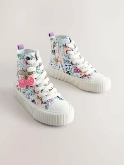 Next Multi Sketchy Print Standard Fit (F) Lace Up High Top Trainers^ Sneakers