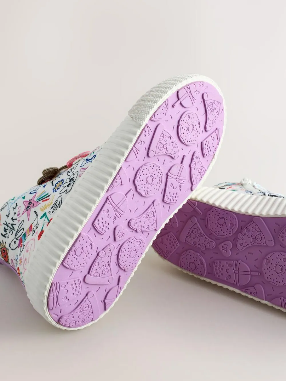 Next Multi Sketchy Print Standard Fit (F) Lace Up High Top Trainers^ Sneakers