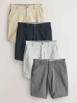Clearance Next Slim Fit Stretch Chino Shorts 4 Pack Multi